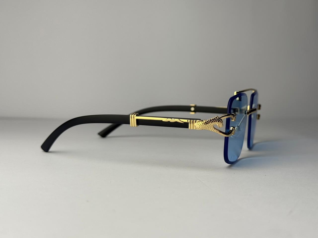 Luxury Rimless Blue Sunglasses â Gold Frame | Premium Fashion Shades