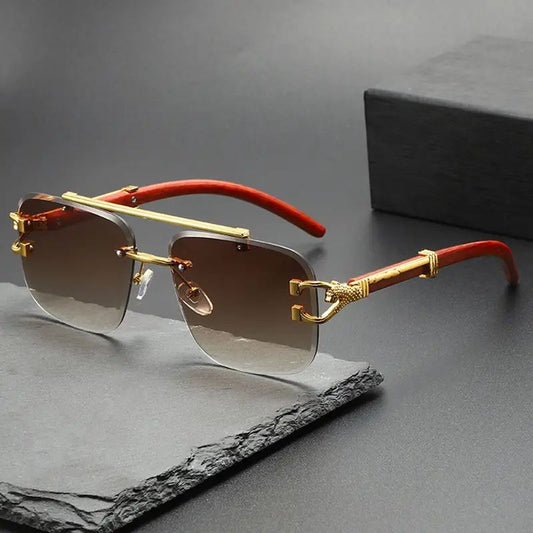 Luxury Rimless Sunglasses – Gold Frame | Premium Fashion Shades