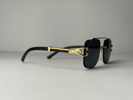 Luxury Rimless Black Sunglasses – Gold Frame | Premium Fashion Shades