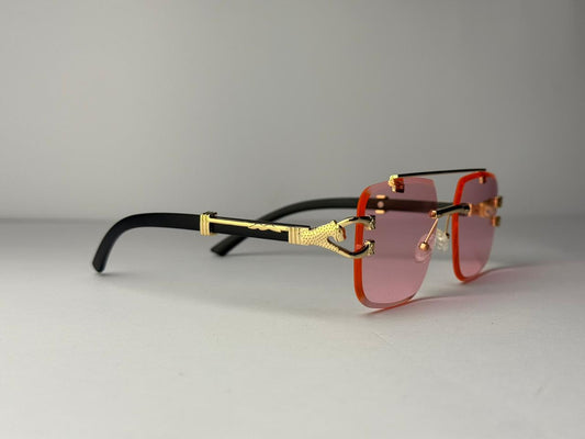 Luxury Rimless Pink Sunglasses – Gold  Frame | Premium Fashion Shades