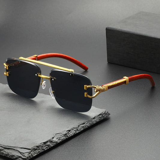 Luxury Rimless Sunglasses – Gold Frame | Premium Fashion Shades