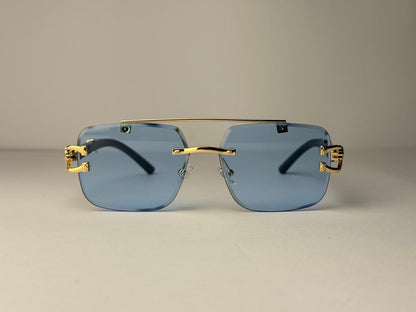 Luxury Rimless Black Sunglasses – Gold Frame | Premium Fashion Shades