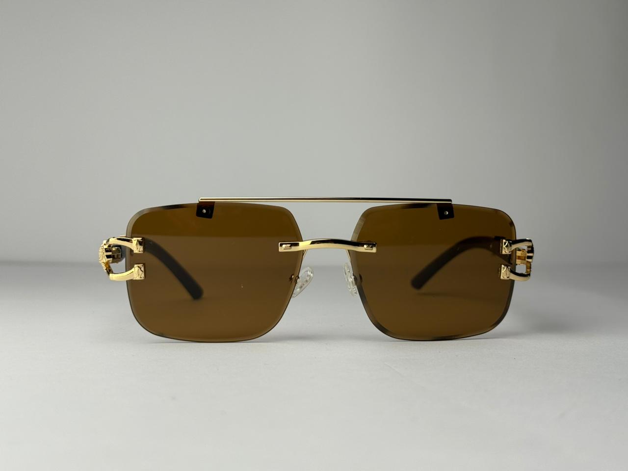 Luxury Rimless Black Sunglasses – Gold Frame | Premium Fashion Shades